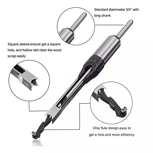 Order dy-tools-auger-tool-mortise-drill-bit-b0f885bytq DY TOOLS Auger Tool Mortise Drill Bit High Speed Steel Spiral Flute Square Shank 12 mm Dia 90° Angle