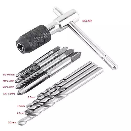 Best generic-9pcsset-t-handle-ratchet-tap-holder-wrench-m3-m4-m5-m6-thread-metric-screw-taps-twist-drill-bits-threading-manual-tapping-accessories Generic T-Handle Ratchet Tap Holder Wrench M3 M4 M5 M6 Thread Metric Screw Taps (Pack of 9 Pcs)