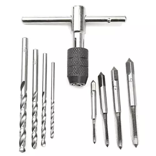 Product generic-9pcsset-t-handle-ratchet-tap-holder-wrench-m3-m4-m5-m6-thread-metric-screw-taps-twist-drill-bits-threading-manual-tapping-accessories Generic T-Handle Ratchet Tap Holder Wrench M3 M4 M5 M6 Thread Metric Screw Taps (Pack of 9 Pcs)