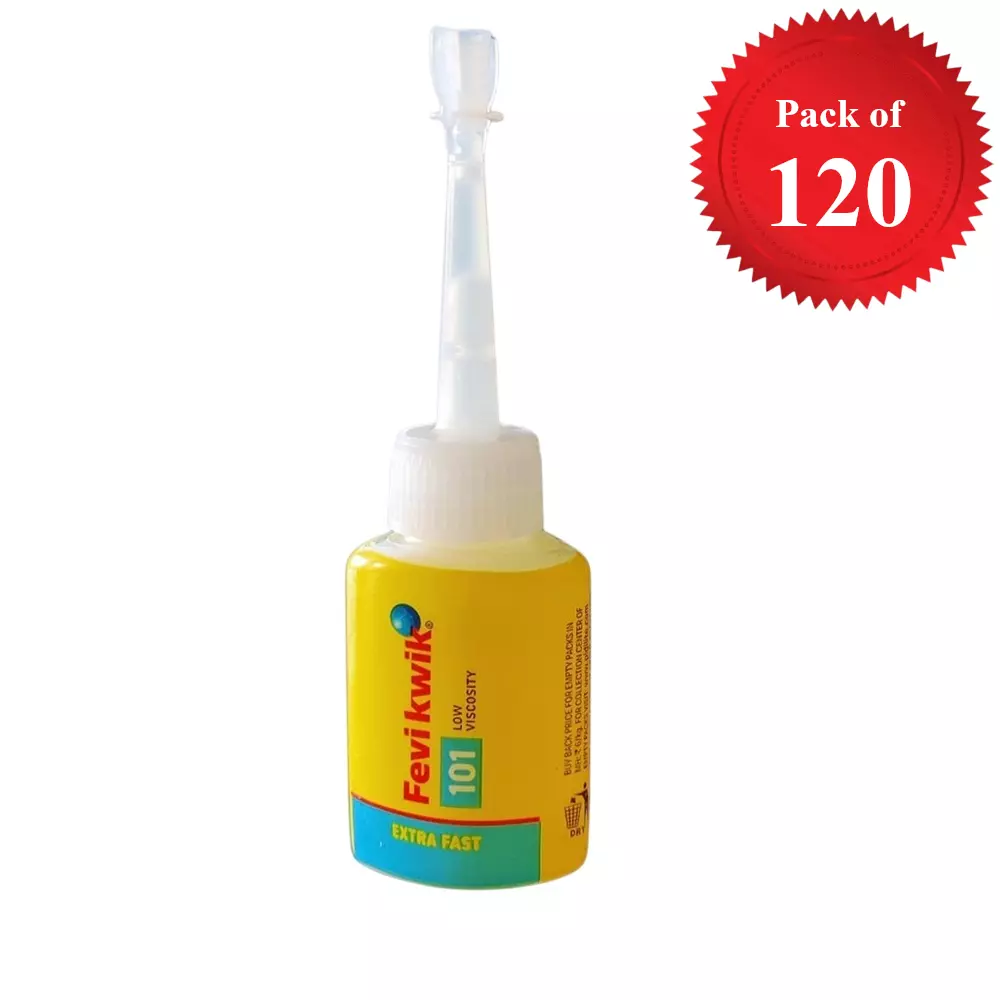 Buy fevikwik-101-instant-adhesive-10-g-bottle-for-plastic-metal-rubber-wood-leather-ceramic-pack-of-120 Fevikwik 101 Instant Adhesive 10 g Bottle for Plastic, Metal, Rubber, Wood, Leather, Ceramic (Pack of 120)
