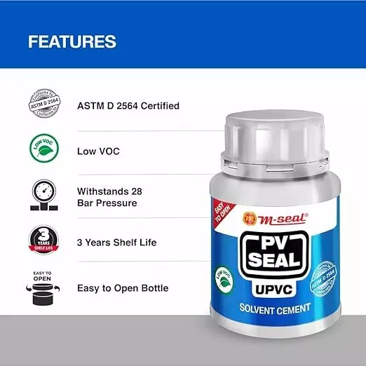 Shop m-seal-pv-seal-upvc-high-pressure-blue-solvent-cement-100-ml-coex-pack-for-upvc-pipes-and-fittings-pack-of-48 M-Seal PV Seal UPVC High Pressure Blue Solvent Cement 100 ml Coex Pack for UPVC Pipes and Fittings (Pack of 48)