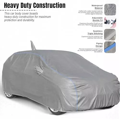 Buy allextreme-waterproof-car-body-cover-3-layers-uv-rain-protection-triple-stitched-bottom-elastic-with-mirror-pockets-tiebond-grey-color-for-tata-punch-pu9001 AllExtreme Waterproof Car Body Cover 3 Layers UV & Rain Protection Triple Stitched Bottom Elastic with Mirror Pockets Tiebond Grey Color For Tata Punch, PU9001
