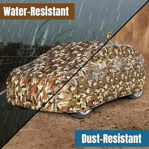 Best allextreme-waterproof-car-body-cover-3-layers-uv-rain-protection-triple-stitched-bottom-elastic-with-mirror-pockets-military-color-camouflage-design-for-mahindra-thar-tmz5055 AllExtreme Waterproof Car Body Cover 3 Layers UV & Rain Protection Triple Stitched Bottom Elastic with Mirror Pockets Military Color Camouflage Design For Mahindra Thar, TMZ5055