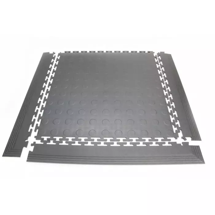 Buy tle010001e-coba-europe-coba-europe-black-floor-tile-edging-recycled-pvc-studded-finish-80mmx500mmx5mm-872-5671-rs Coba Europe Floor Mat Black Floor Tile Edging Recycled PVC Studded Finish 80x500x5 mm, TLE010001E (Pack of 4)