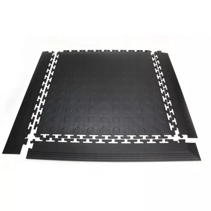 Coba Europe Floor Mat Black Industrial Floor Tile Recycled PVC Workfloor Studded Finish 500x500x5 mm, TLS010001E (Pack of 4) Coba Europe Floor Mat Black Industrial Floor Tile Recycled PVC Workfloor Studded Finish 500x500x5 mm, TLS010001E (Pack of 4)