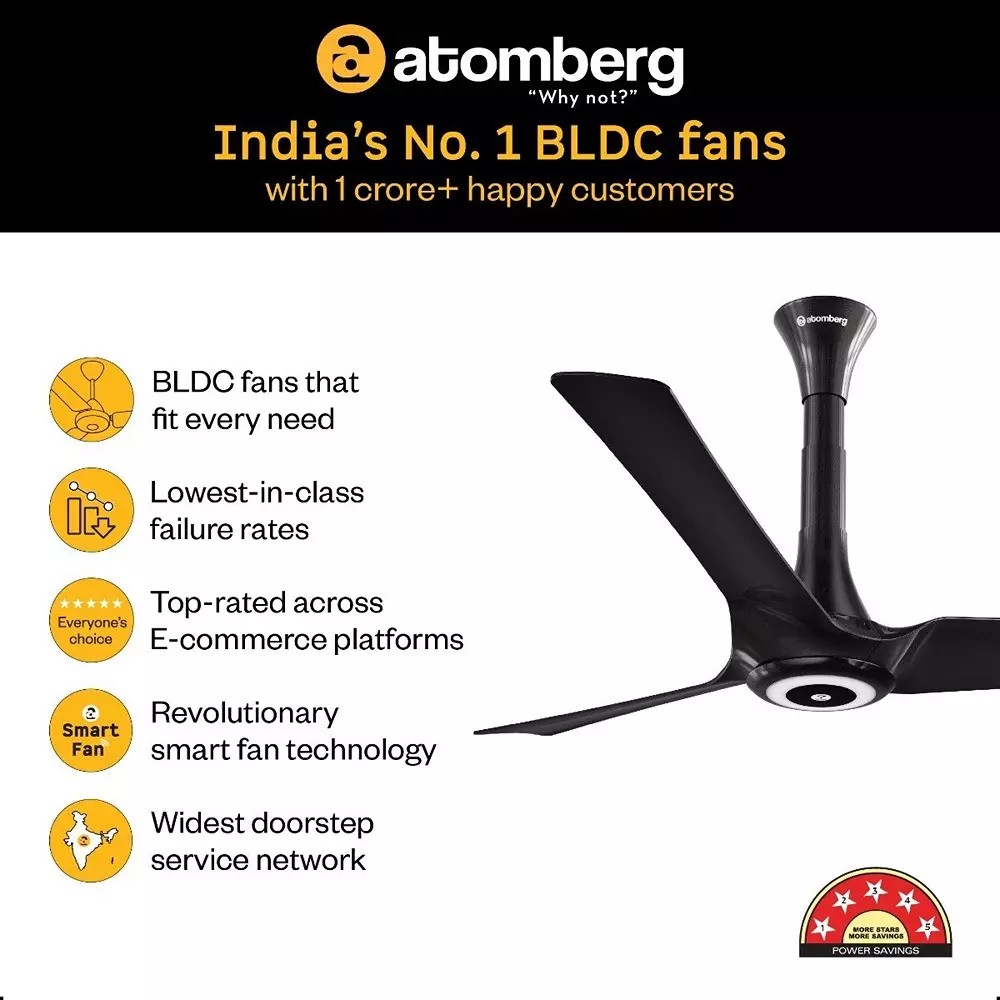 Best atomberg-aris-starlight-all-smart-stellar-black-1200-mm-ceiling-fan-with-remote Atomberg Aris Starlight (All smart) Stellar Black 1200 mm Ceiling Fan with Remote