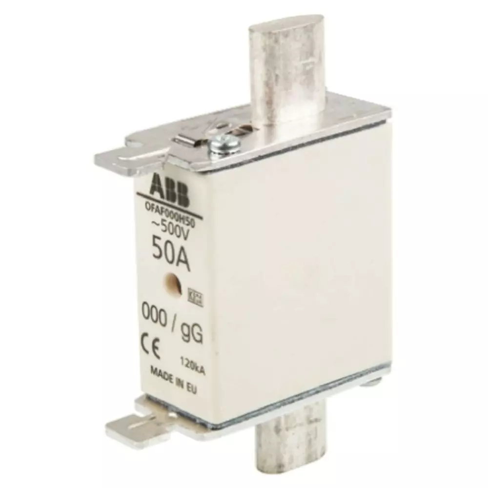 ABB 50A Centred Tag Fuse, NH000, 500V, OFAF000H501SCA022627R1210 ABB 50A Centred Tag Fuse, NH000, 500V, OFAF000H501SCA022627R1210