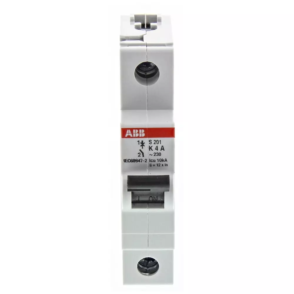 ABB System Pro M Compact S200 MCB, 1P, 4A Curve K, 253 V AC, 72 V DC, 20 kA Breaking Capacity, 2CDS251001R0337S201-K4 ABB System Pro M Compact S200 MCB, 1P, 4A Curve K, 253 V AC, 72 V DC, 20 kA Breaking Capacity, 2CDS251001R0337S201-K4