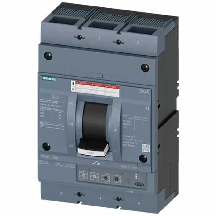 Siemens Sentron MCCB Molded Case Circuit Breaker 3P 1kA, Breaking Capacity 25 kA, 3VA6610-5HN32-0AA0 Siemens Sentron MCCB Molded Case Circuit Breaker 3P 1kA, Breaking Capacity 25 kA, 3VA6610-5HN32-0AA0