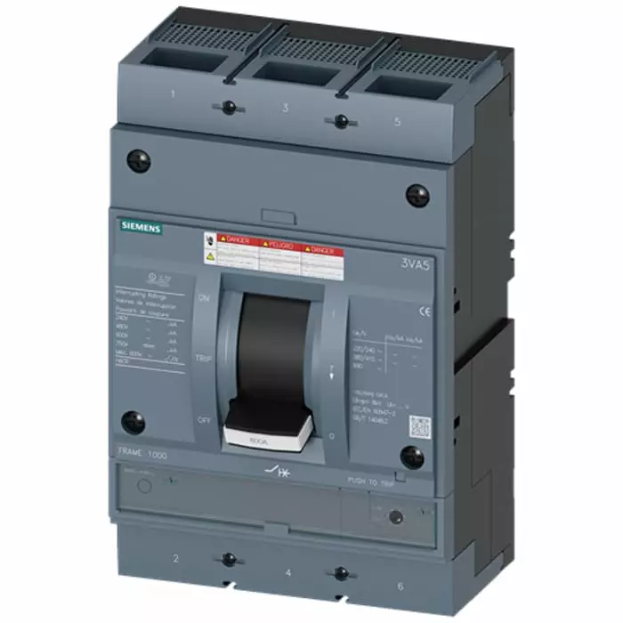 Siemens SENTRON MCCB Molded Case Circuit Breaker 2P 800A, Breaking Capacity 35 kA, Fixed Mount, 3VA5580-5EC62-0AA0 Siemens SENTRON MCCB Molded Case Circuit Breaker 2P 800A, Breaking Capacity 35 kA, Fixed Mount, 3VA5580-5EC62-0AA0