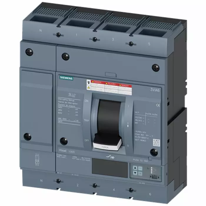 Siemens Sentron MCCB Molded Case Circuit Breaker 4P 1kA, Breaking Capacity 35 kA, 3VA6610-7KQ42-0AA0 Siemens Sentron MCCB Molded Case Circuit Breaker 4P 1kA, Breaking Capacity 35 kA, 3VA6610-7KQ42-0AA0