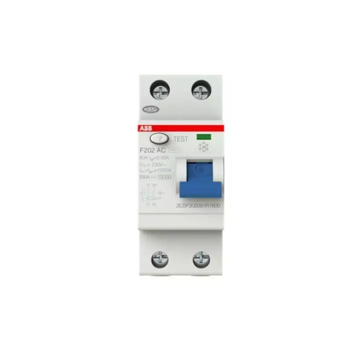ABB F200 RCCB, 80A, 2 Pole, 30mA, Type AC, 230 V AC, 2CSF202001R1800 ABB F200 RCCB, 80A, 2 Pole, 30mA, Type AC, 230 V AC, 2CSF202001R1800