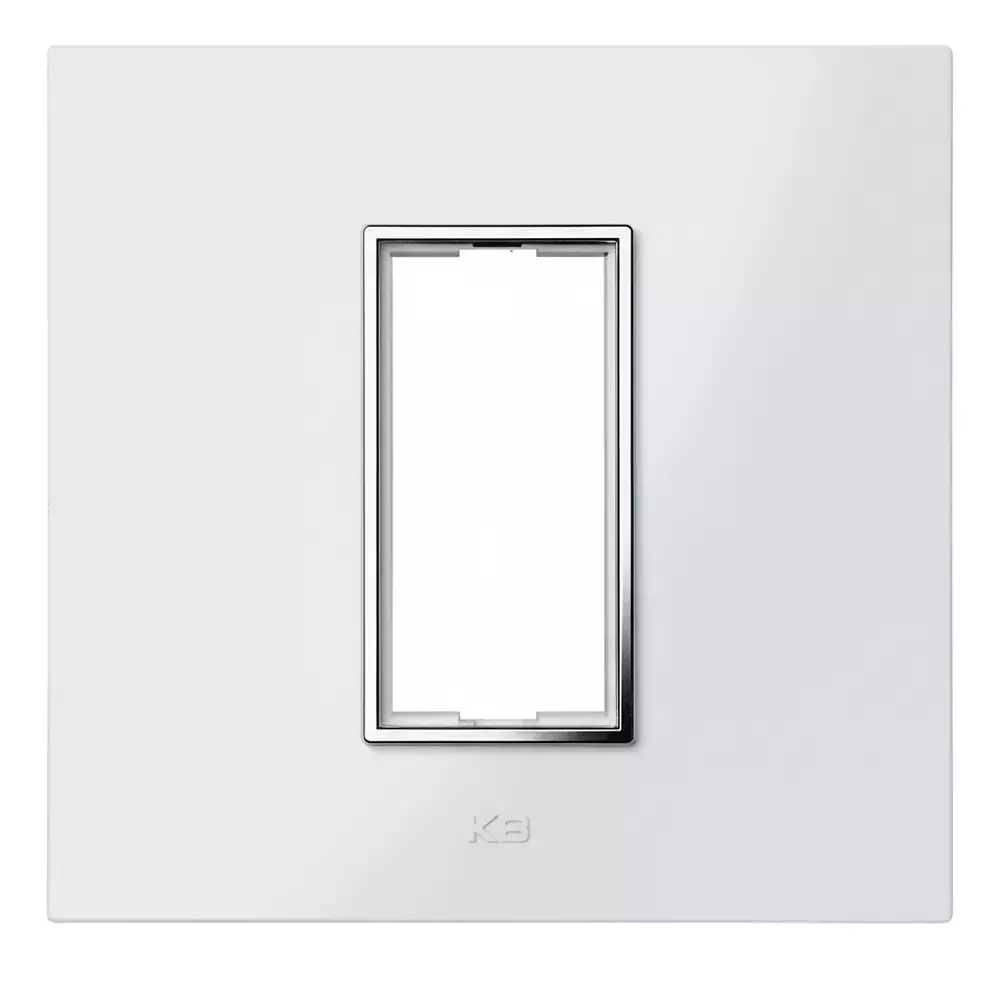 K9 Euro Cover Plate With Base Frame Silver Border Iris Chrome 1 Module White, 9180 (Pack of 10) K9 Euro Cover Plate With Base Frame Silver Border Iris Chrome 1 Module White, 9180 (Pack of 10)