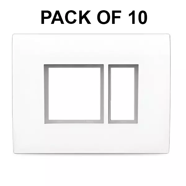 Buy k9-evoq-cover-plate-with-base-frame-matrix-3-module-white-9303-pack-of-10 K9 Evoq Cover Plate With Base Frame Matrix 3 Module White, 9303 (Pack of 10)