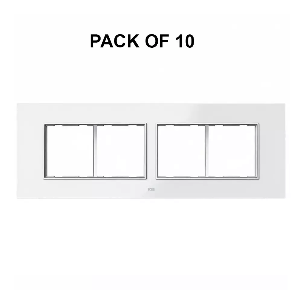 Buy k9-euro-cover-plate-with-base-frame-silver-border-prism-8-module-horizontal-white-9526-pack-of-10 K9 Euro Cover Plate With Base Frame Silver Border Prism 8 Module (Horizontal) White, 9526 (Pack of 10)