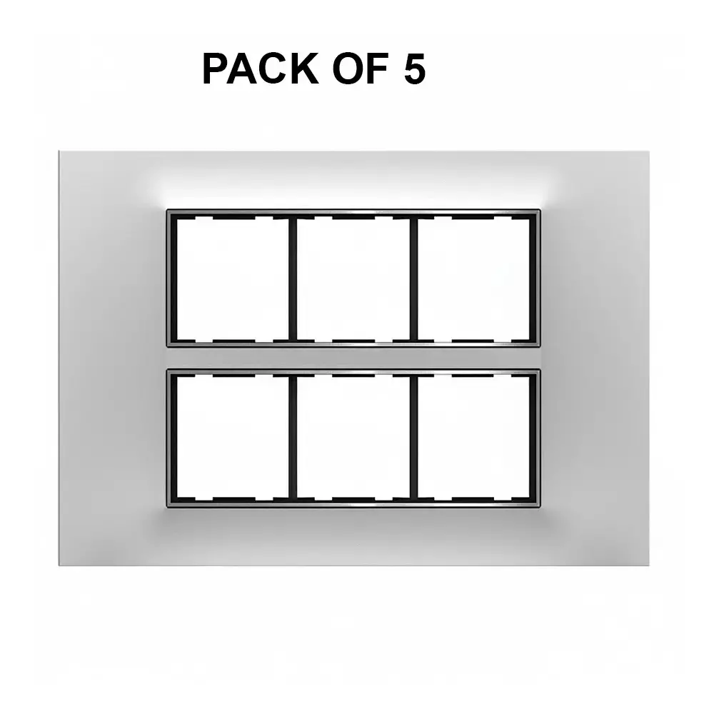 Buy k9-euro-cover-plate-with-base-frame-chromeline-12-module-white-9177-pack-of-5 K9 Euro Cover Plate With Base Frame Chromeline 12 Module White, 9177 (Pack of 5)