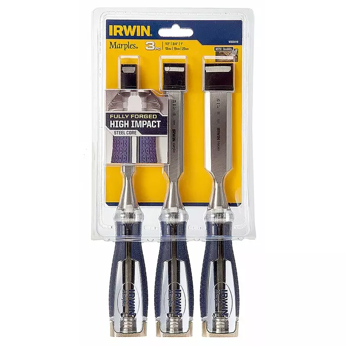 Buy irwin-3-piece-steel-wood-chisel-set-10-in-12-in-34-in-blade-width-10503419 Irwin 3 Piece Steel Wood Chisel Set, 1.0 in, 1/2 in, 3/4 in Blade Width, 10503419