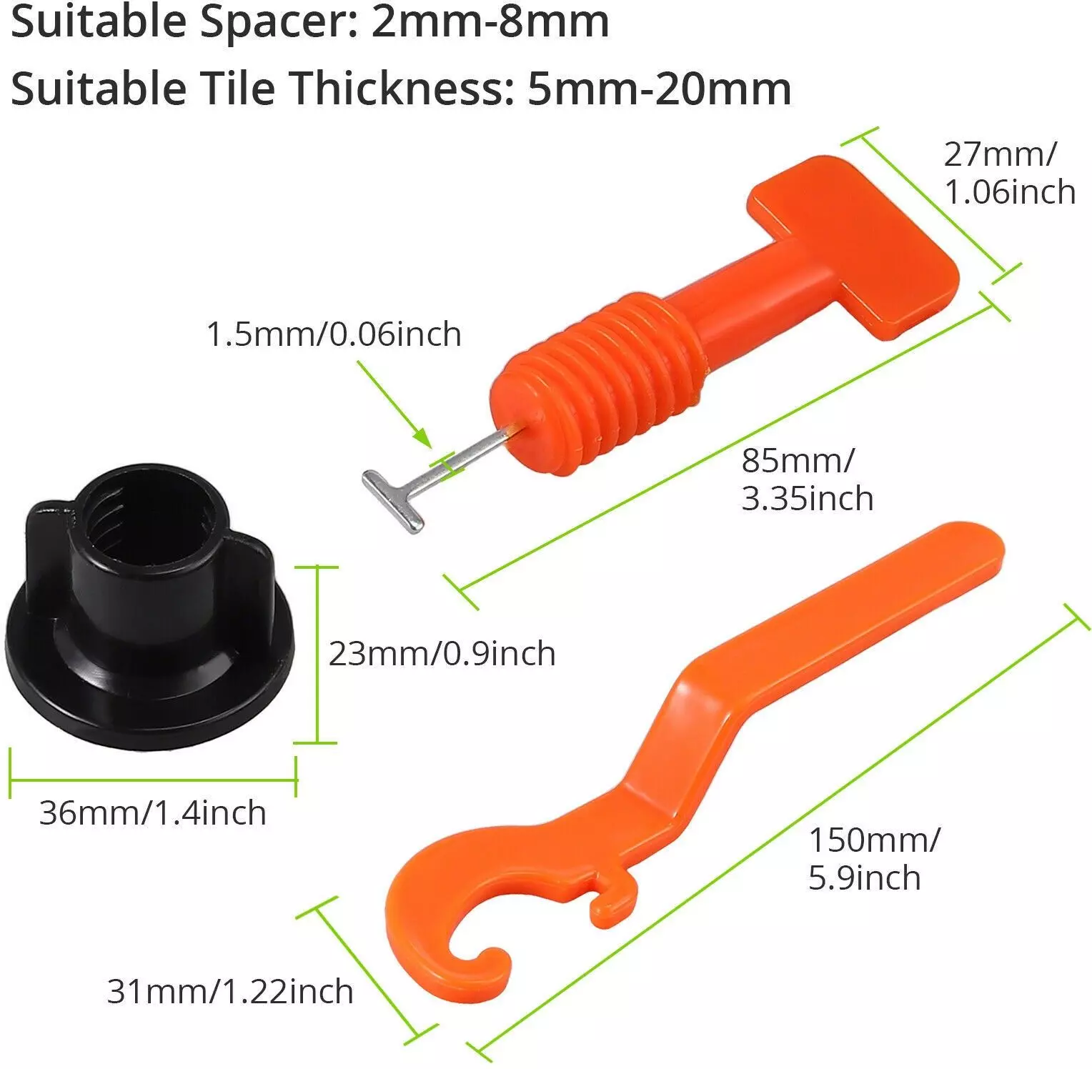 Best ollset-tile-leveling-system-kit-with-tiles-spacers-lever-31-mm-122-inch-length-plastic-steel-3-mm-thickness-orange-black-pack-of-50 OLLSET 50 Pcs Tile Leveling System Kit With Spacers & Plastic Trowel 31 mm (1.22 inch) Length Plastic, Steel 3 mm Thickness Orange, Black