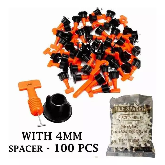 Best flamingo-enterprise-tile-leveling-system-clips-line-level-2-mm-non-magnetic-multicolor-5-cm-length-pack-of-50-pcs FLAMINGO ENTERPRISE Tile Leveling System 50 Pcs Kit With 1 Special Wrench & 2 mm Spacer 200 Non-magnetic Line Level 5 cm Length, FM-342