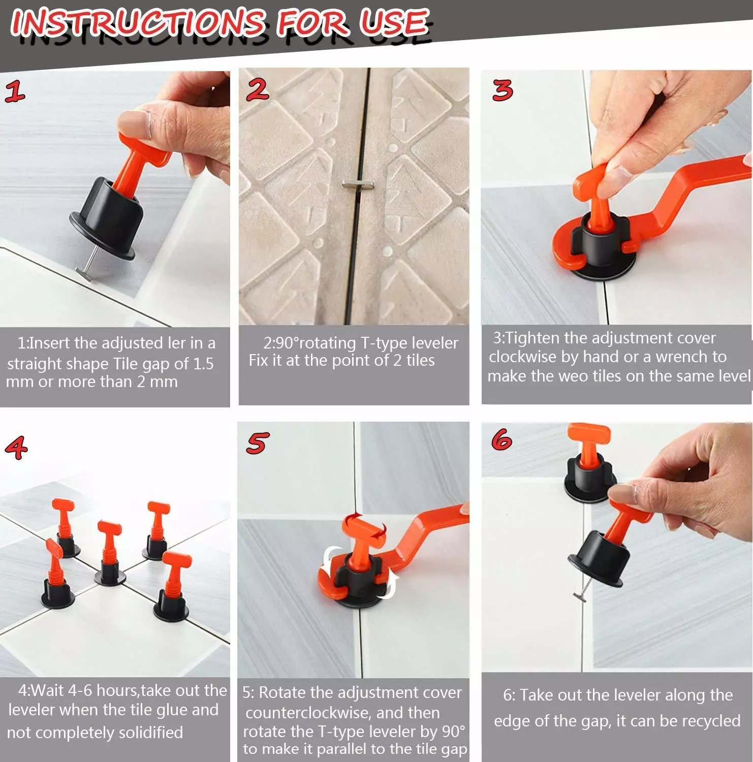 Shop ollset-tile-leveling-system-kit-with-tiles-spacers-lever-31-mm-122-inch-length-plastic-steel-3-mm-thickness-orange-black-pack-of-100 OLLSET 100 Pcs Tile Leveling System Kit With Spacers & Plastic Trowel 31 mm (1.22 inch) Length Plastic, Steel 3 mm Thickness Orange, Black