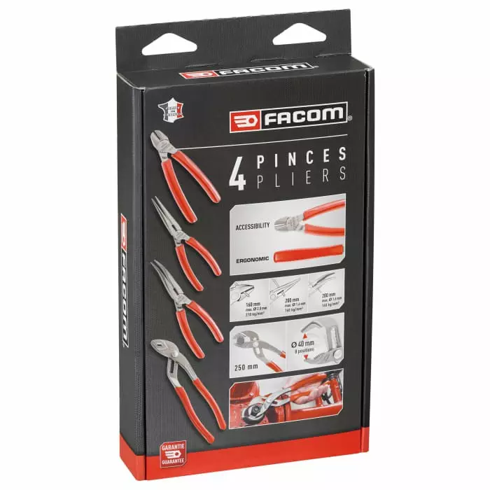Buy facom-4-piece-combination-pliers-angled-straight-tip-gjpa4pb Facom 4-Piece Combination Pliers, Angled, Straight Tip, GJP.A4PB