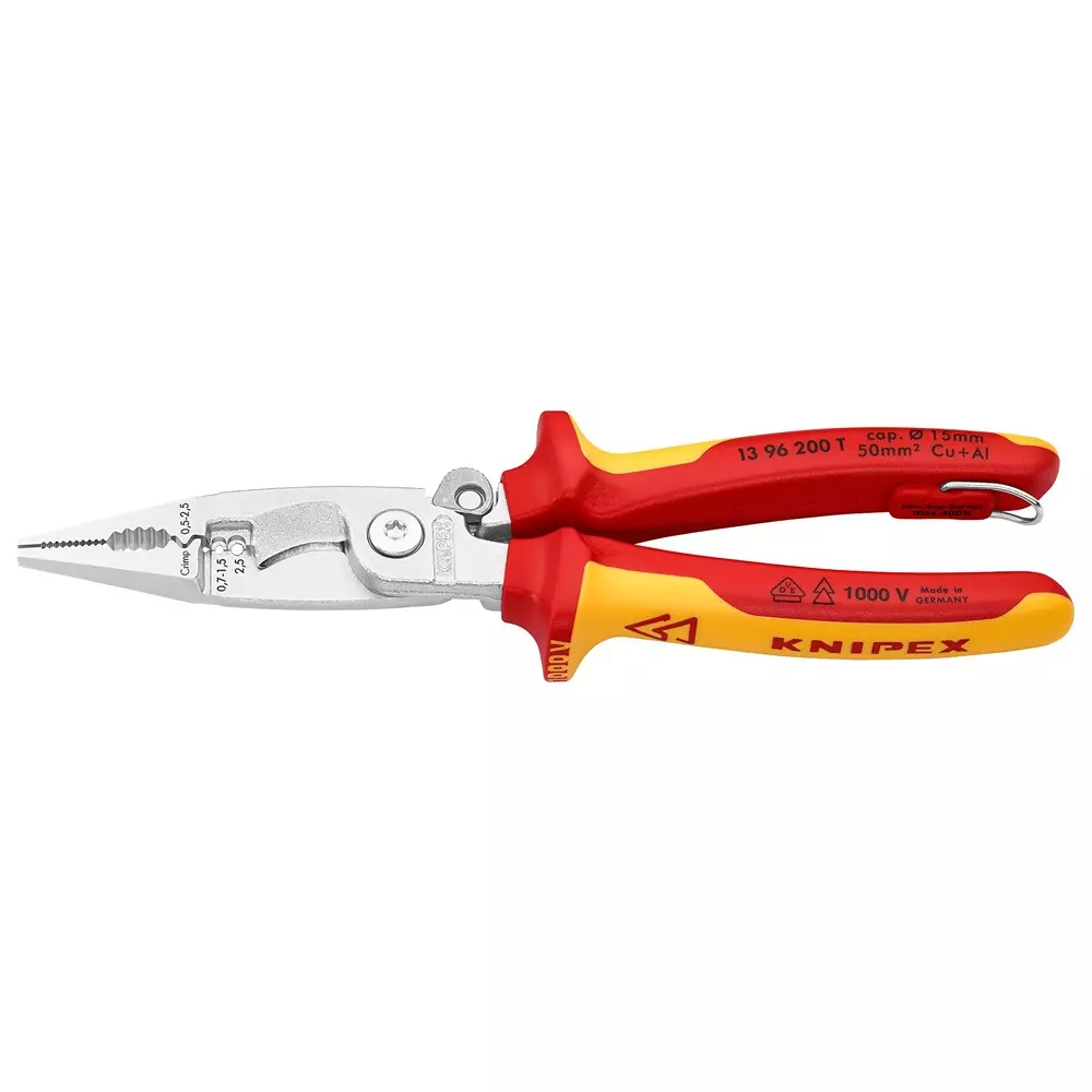 KNIPEX Electrician Plier, 200mm, 1/0Awg, 13 96 200 T KNIPEX Electrician Plier, 200mm, 1/0Awg, 13 96 200 T