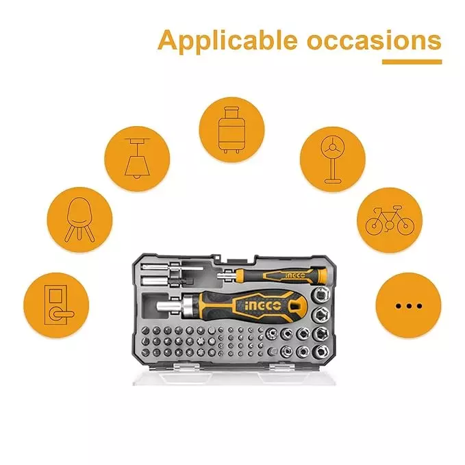 Shop ingco-55-pcs-screwdriver-bit-set-with-plastic-handle-hksdb0558 Ingco 55 Pcs Screwdriver Bit Set with Plastic Handle, HKSDB0558