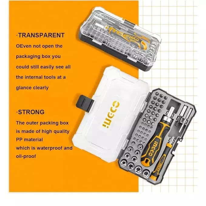 Product ingco-55-pcs-screwdriver-bit-set-with-plastic-handle-hksdb0558 Ingco 55 Pcs Screwdriver Bit Set with Plastic Handle, HKSDB0558