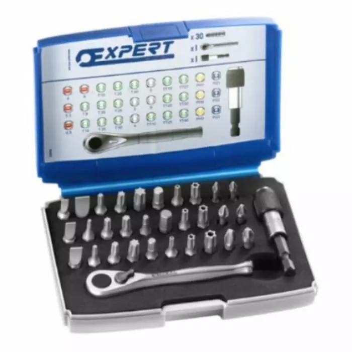 Facom Screwdriver Bit Set 32 Pieces, Hexagon, Phillips, Pozidriv, Resistorx, Slotted, Square, Torx, E131702 Facom Screwdriver Bit Set 32 Pieces, Hexagon, Phillips, Pozidriv, Resistorx, Slotted, Square, Torx, E131702