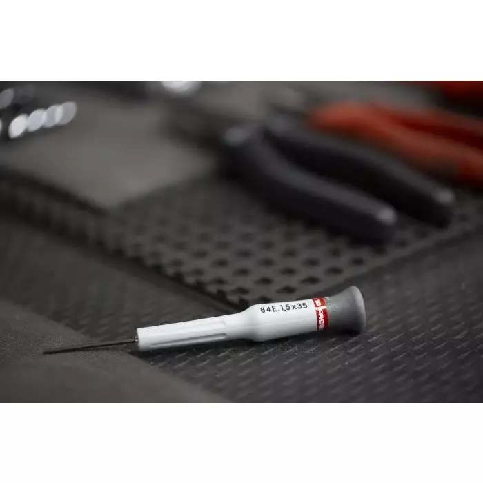 Facom Hexagon Precision Screwdriver, 1,5 mm Tip, 35 mm Blade, 117 mm Overall, 84E.1.5X35 Facom Hexagon Precision Screwdriver, 1,5 mm Tip, 35 mm Blade, 117 mm Overall, 84E.1.5X35