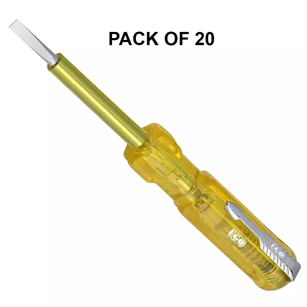 Buy ego-neon-tester-screwdriver-yellow-firm-grip-130-mm-length-liner-tester-executive Ego Neon Tester Screwdriver Yellow Firm Grip 130 mm Length, LINER TESTER EXECUTIVE (Pack of 20)