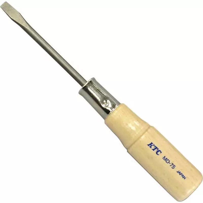 Ktc Minus Penetrating Screwdriver Wooden Grip 5.5 mm Tip 75 mm Shaft, MD-75 Ktc Minus Penetrating Screwdriver Wooden Grip 5.5 mm Tip 75 mm Shaft, MD-75