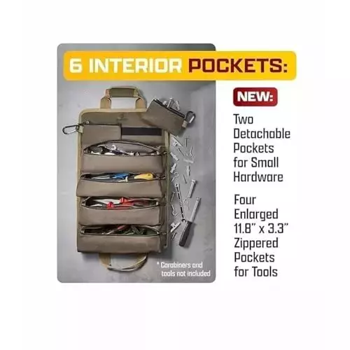 Best buyohlic-international-roll-up-tool-bag-heavy-duty-denier-light-brown-color-with-2-detachable-zipper-pouches-for-technicians-and-mechanics-100-cs-178 Buyohlic International Roll-Up Tool Bag Heavy Duty Denier Light Brown Color with 2 Detachable Zipper Pouches for Technicians and Mechanics, 100-CS-178