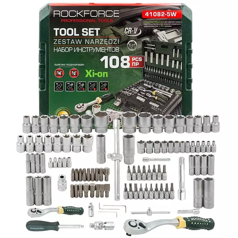 Shop rock-force-tool-kit-set-4--32-mm-head-range-635-127-mm-14-12-inch-rf-41082-5w-pack-of-108-pcs Rock Force Tool Kit Set 4 - 32 mm Head Range 6.35 & 12.7 mm (1/4 & 1/2 inch), RF-41082-5W (Pack of 108 Pcs)