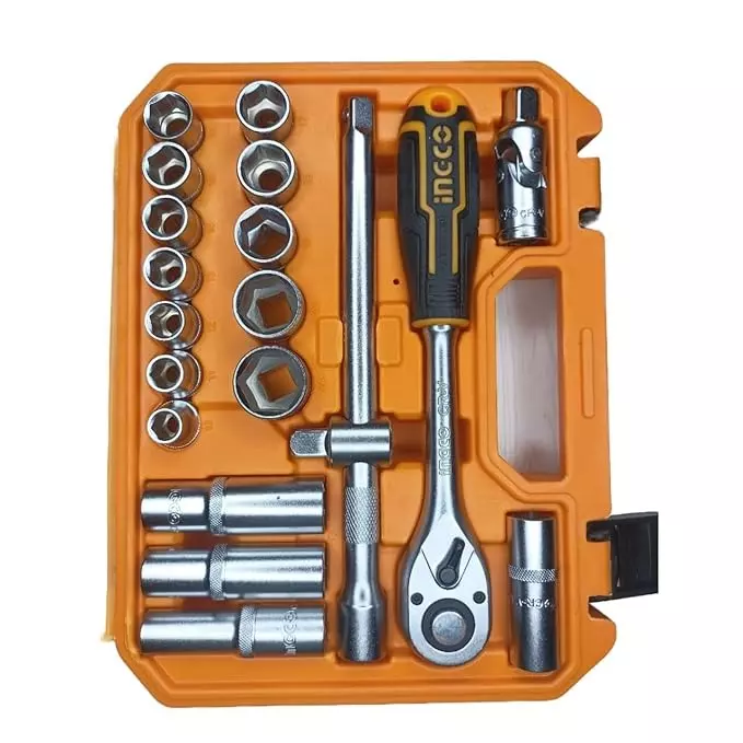 Shop ingco-20-pcs-socket-set-12-inch-127-mm-square-drive-50bv30-high-quality-cr-v-steel-body-and-size-hkts12201 Ingco 20 Pcs Socket Set 1/2 inch (12.7 mm) Square Drive 50BV30 High Quality Cr-V Steel Body and Size , HKTS12201