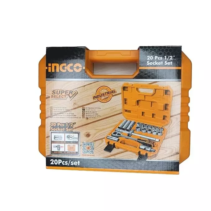 Product ingco-20-pcs-socket-set-12-inch-127-mm-square-drive-50bv30-high-quality-cr-v-steel-body-and-size-hkts12201 Ingco 20 Pcs Socket Set 1/2 inch (12.7 mm) Square Drive 50BV30 High Quality Cr-V Steel Body and Size , HKTS12201