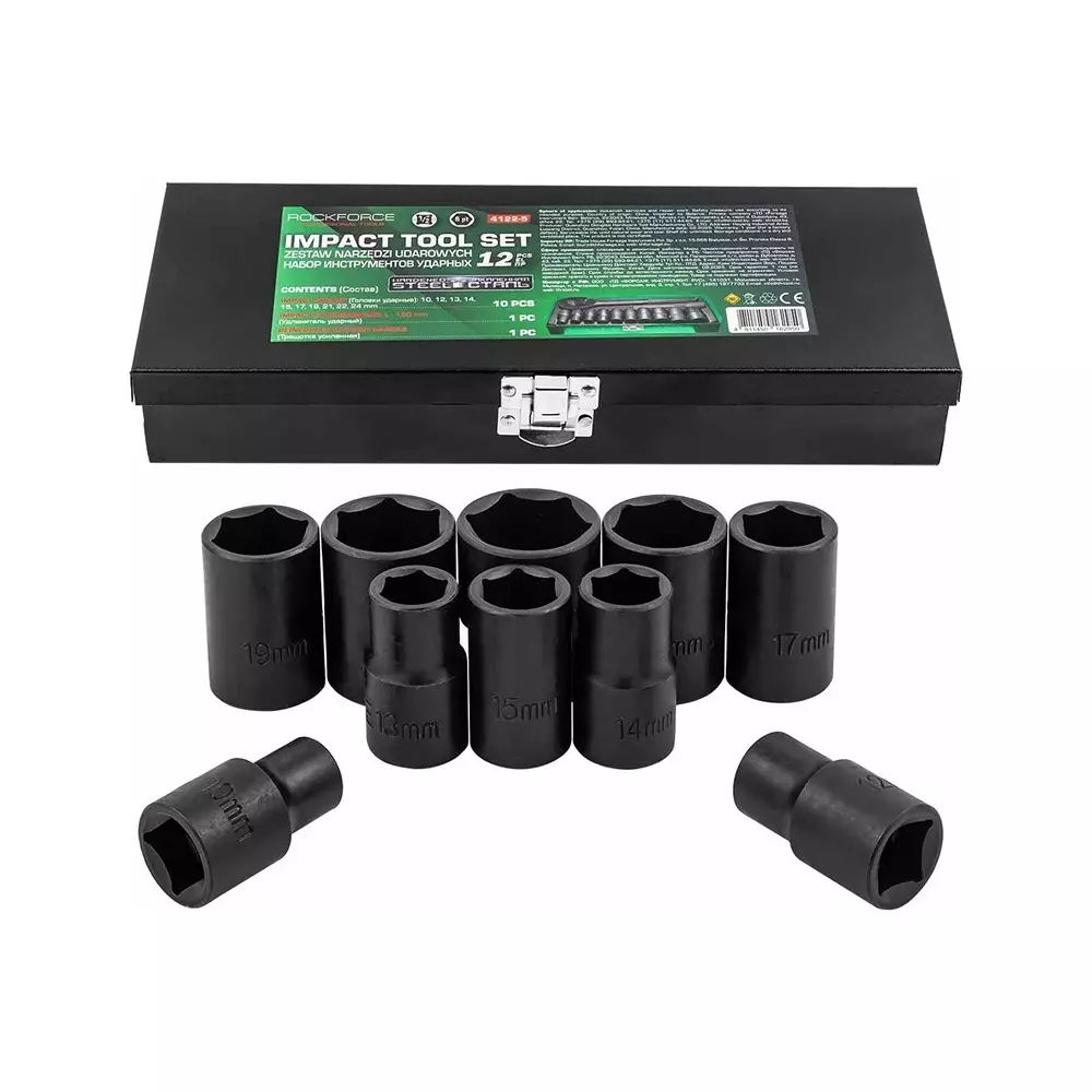 Product rock-force-percussion-socket-set-10--24-mm-head-range-127-mm-12-inch-rf-4122-5-pack-of-12-pcs Rock Force Percussion Socket Set 10 - 24 mm Head range 12.7 mm (1/2 inch), RF-4122-5 (Pack of 12 Pcs)
