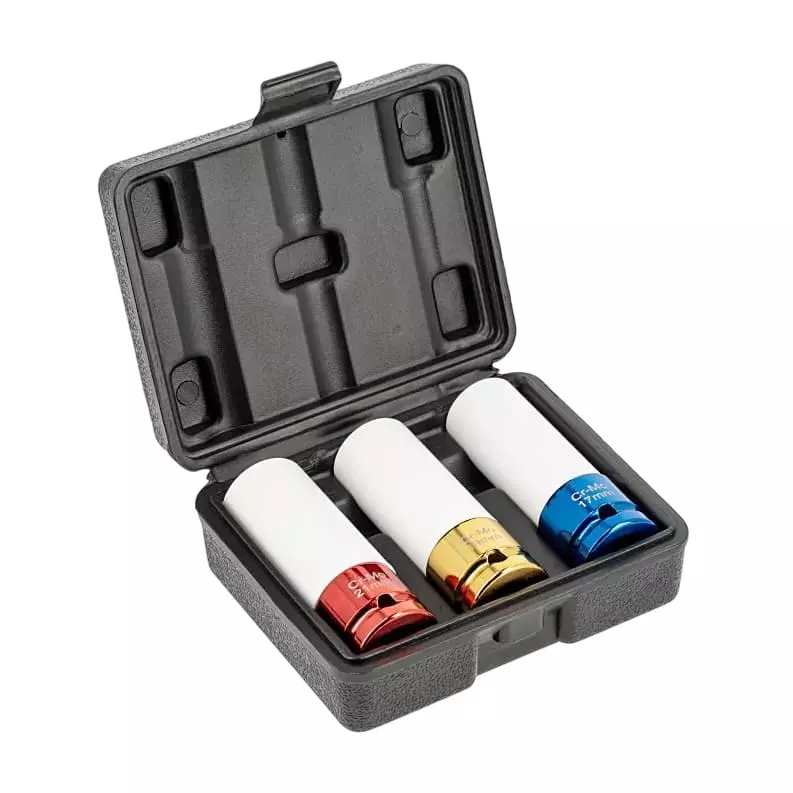 Hogert Technik 1/2 inch (12.7 mm) Impact Socket Set For Aluminum Rims, HT4R107 (Pack of 3) Hogert Technik 1/2 inch (12.7 mm) Impact Socket Set For Aluminum Rims, HT4R107 (Pack of 3)
