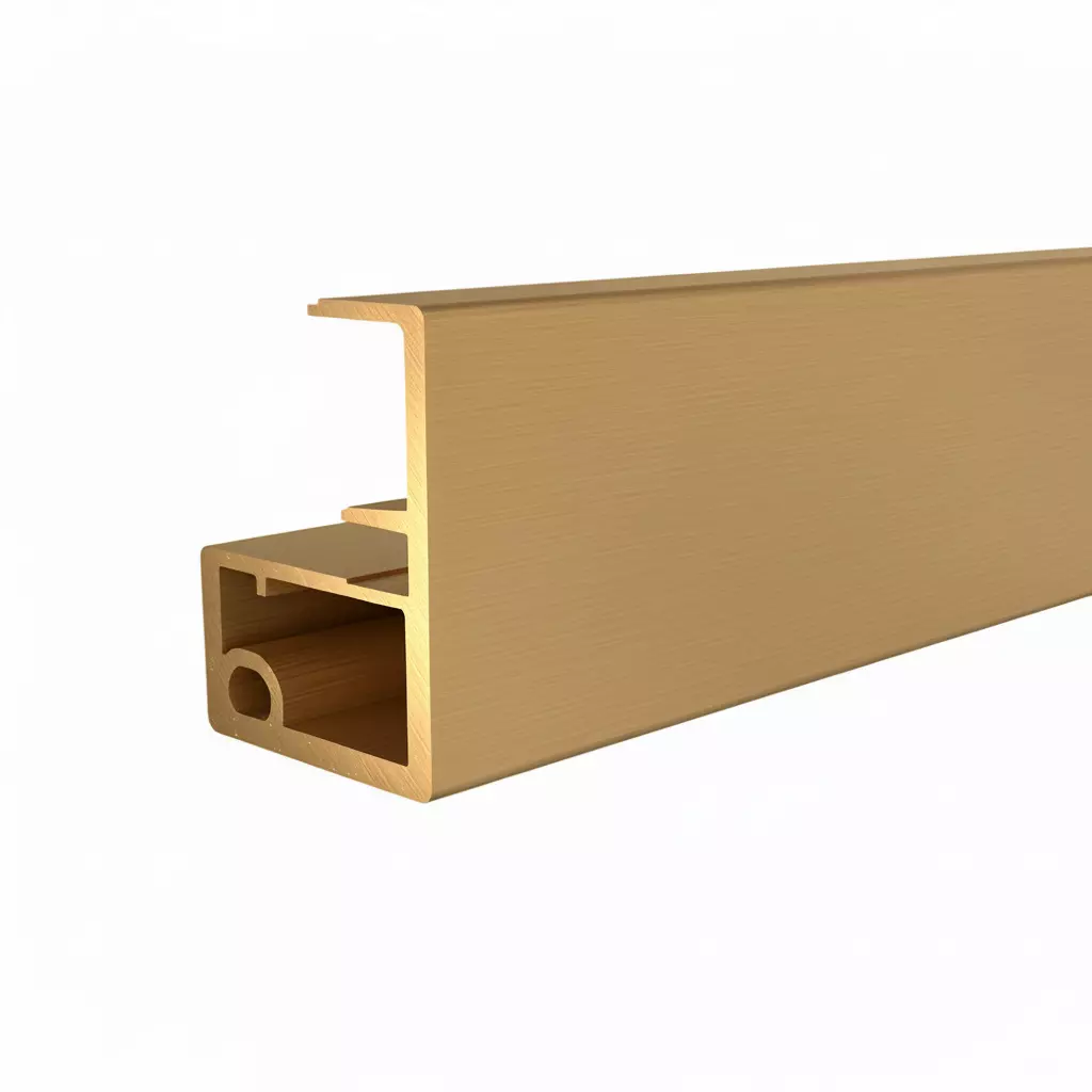 Ebco Aluminium Glass Shutter Profile With Handle and 4 mm Sleeve for Recessed Hinge 25, Brushed Gold Finish, 3 m Length, RH25-AGP-H-BG Ebco Aluminium Glass Shutter Profile With Handle and 4 mm Sleeve for Recessed Hinge 25, Brushed Gold Finish, 3 m Length, RH25-AGP-H-BG