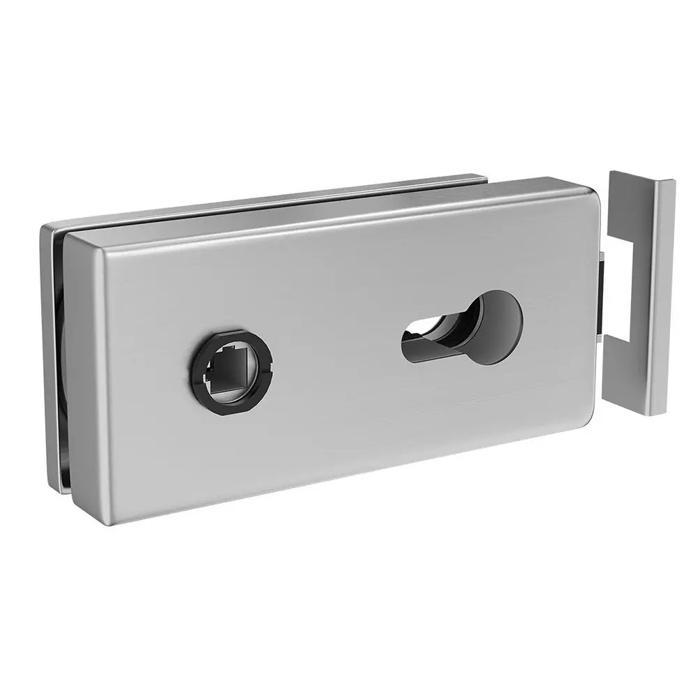AIDO XL-C OSCILIO Edge Lock with Strike Ptate Aluminium Silver Finish for 8-10 mm Glass Thickness, XL-C 5432 AIDO XL-C OSCILIO Edge Lock with Strike Ptate Aluminium Silver Finish for 8-10 mm Glass Thickness, XL-C 5432