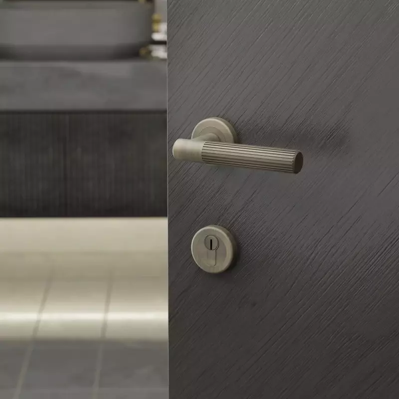 Shop ebco-mortise-door-handle-brass-zen-on-rose-3-antique-brass-finish-and-50-mm-keyhole-mdhbz-kh50-r3-aq Ebco Mortise Door Handle Brass Zen On Rose 3 Antique Brass Finish and ⌀50 mm Keyhole, MDHBZ-KH50-R3-AQ