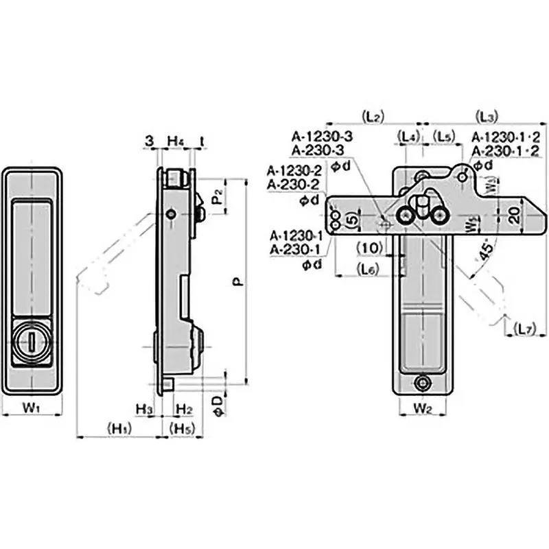Buy takigen-stainless-steel-flat-handle-32x26-mm-w1xw2-a-1230-a-1-1 TAKIGEN Stainless Steel Flat Handle 32x26 mm (W1xW2), A-1230-A-1-1