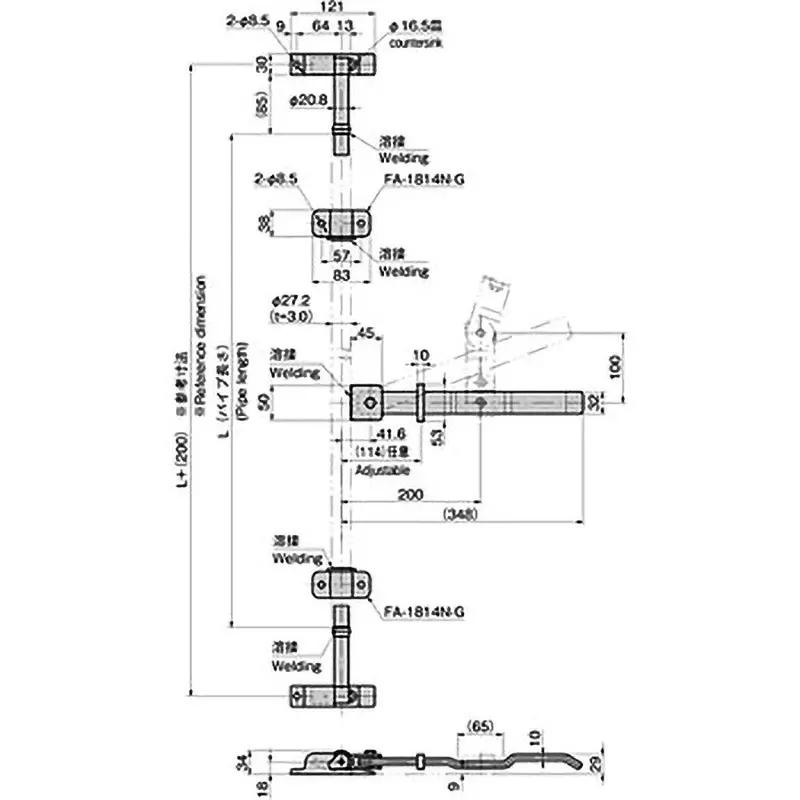 Buy takigen-container-handle-for-side-door-stainless-steel-sheet-sus304-buffing-fa-1814n TAKIGEN Container Handle for Side Door Stainless Steel Sheet SUS304 Buffing, FA-1814N