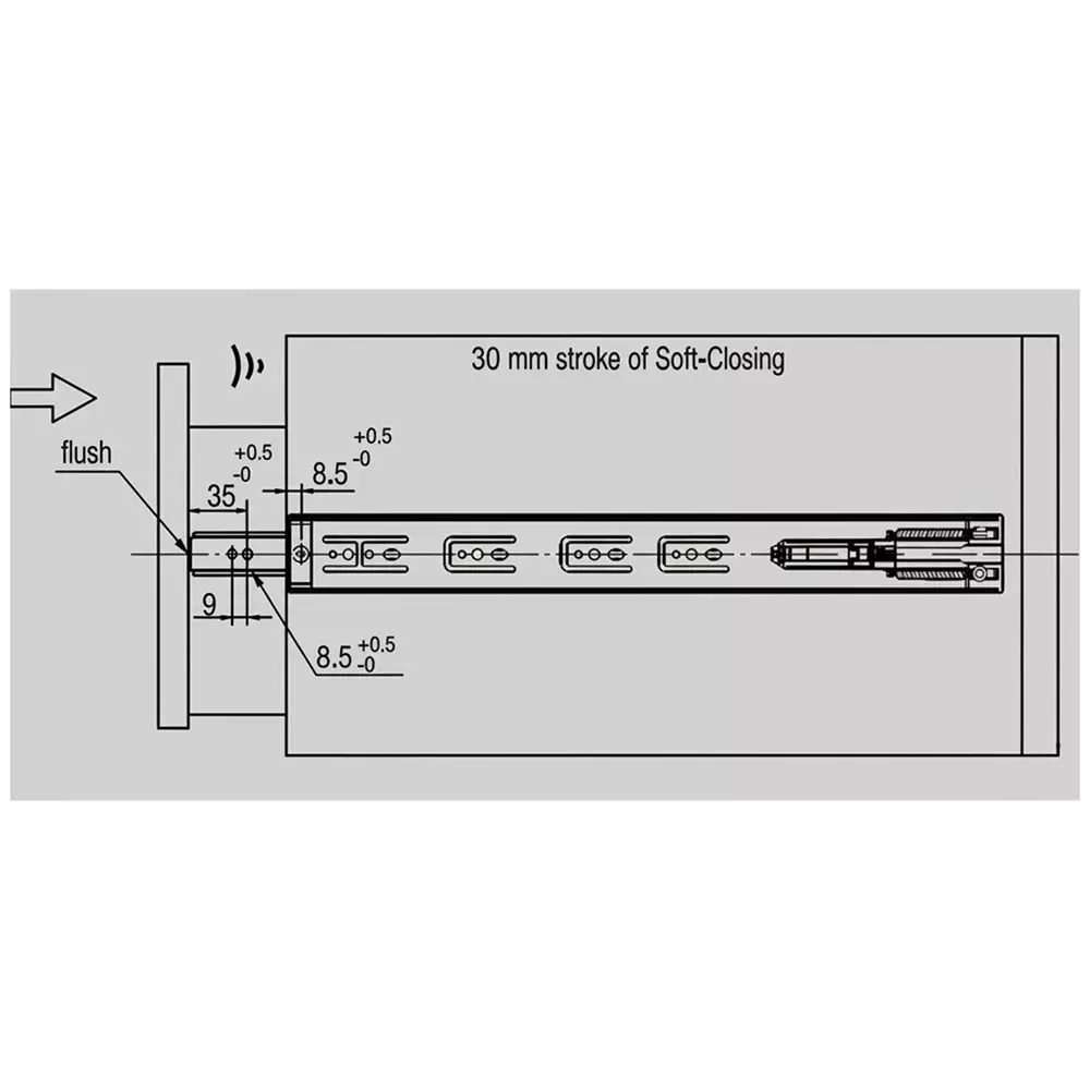 Shop ebco-drawer-slides-premium-sleek-telescopic-soft-closepush-open-series-zinc-plated-white-finish-size-400-mm-load-35-kg-pstds40-35-sc-set-of-2 Ebco Drawer Slides Premium Sleek Telescopic Soft Close/Push Open Series Zinc Plated White Finish, Size 400 mm, Load 35 Kg, PSTDS40-35-SC (Set of 2)