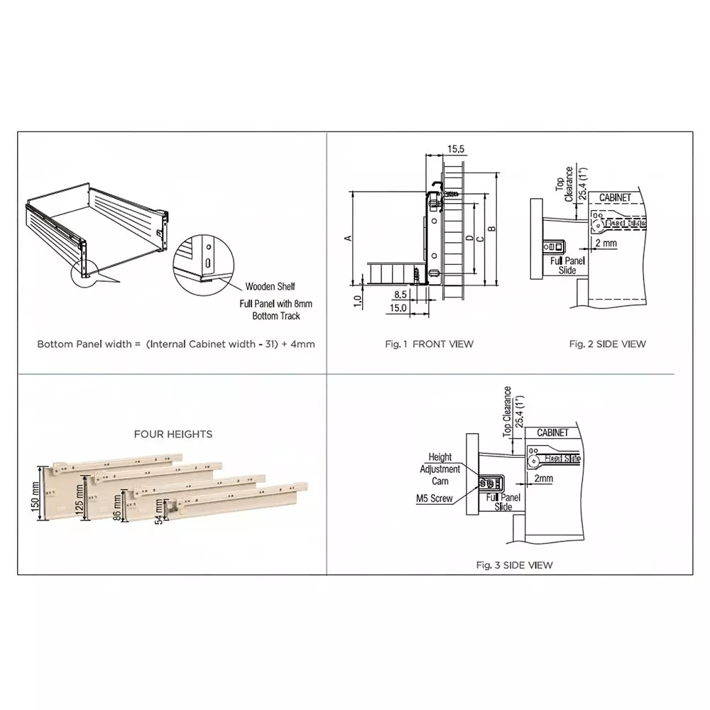 Shop ebco-drawer-slides-full-panel-with-6-mm-bottom-track-primary-series-ivory-finish-size-500-mm-height-150-mm-fpds150-50-6-set-of-4 Ebco Drawer Slides Full Panel with 6 mm Bottom Track Primary Series Ivory Finish, Size 500 mm, Height 150 mm, FPDS150-50-6 (Set of 4)