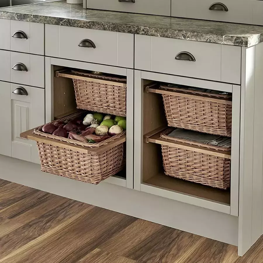 Buy harrison-cane-wicker-basket-wooden-wooden-finish-450-mm-size-1366 Harrison Cane Wicker Basket Wooden Wooden Finish 450 mm Size, 1366