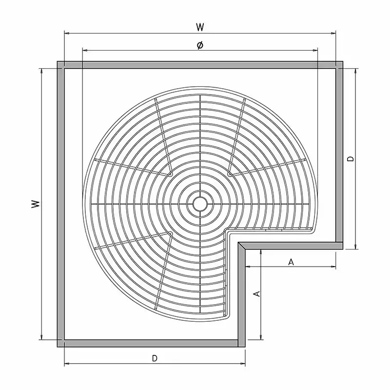 Product godrej-carousel-corner-unit-stainless-steel-600-mm-26-inch-5819 Godrej Carousel Corner Unit Stainless Steel 600 mm (26 inch), 5819