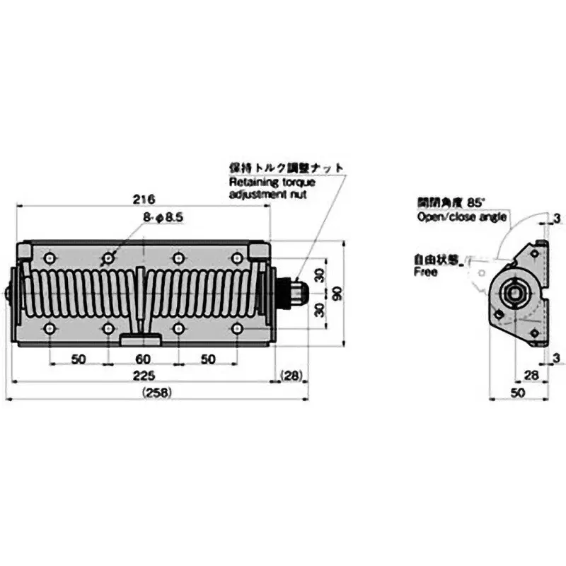 TAKIGEN Stainless Steel Torque Hinge Barrel Polishing with Spring, B-1346-0 TAKIGEN Stainless Steel Torque Hinge Barrel Polishing with Spring, B-1346-0