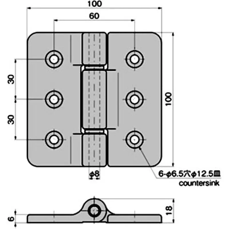 Buy takigen-stainless-steel-low-dust-generation-weight-flat-hinge-for-weight-61111618 TAKIGEN Low-Dust Heavy-Duty Flat Hinge Stainless Steel, B-1064-1-CR
