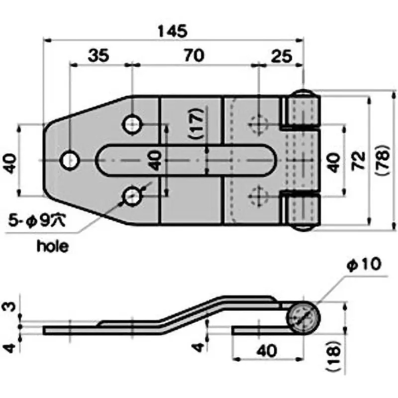 Buy takigen-stainless-special-car-hinge-61114628 TAKIGEN Stainless Steel Special Vehicle Hinge Flat Type Φ10x145 mm, B-1803-3